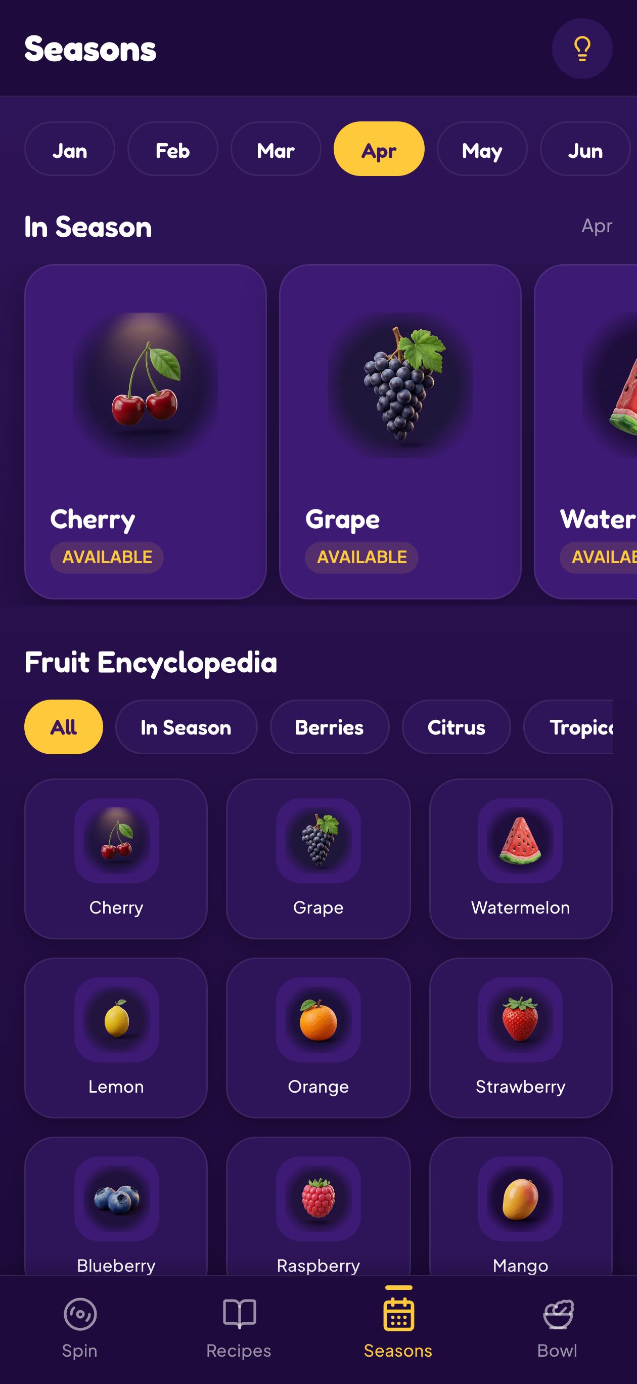 Seasonal fruit guide