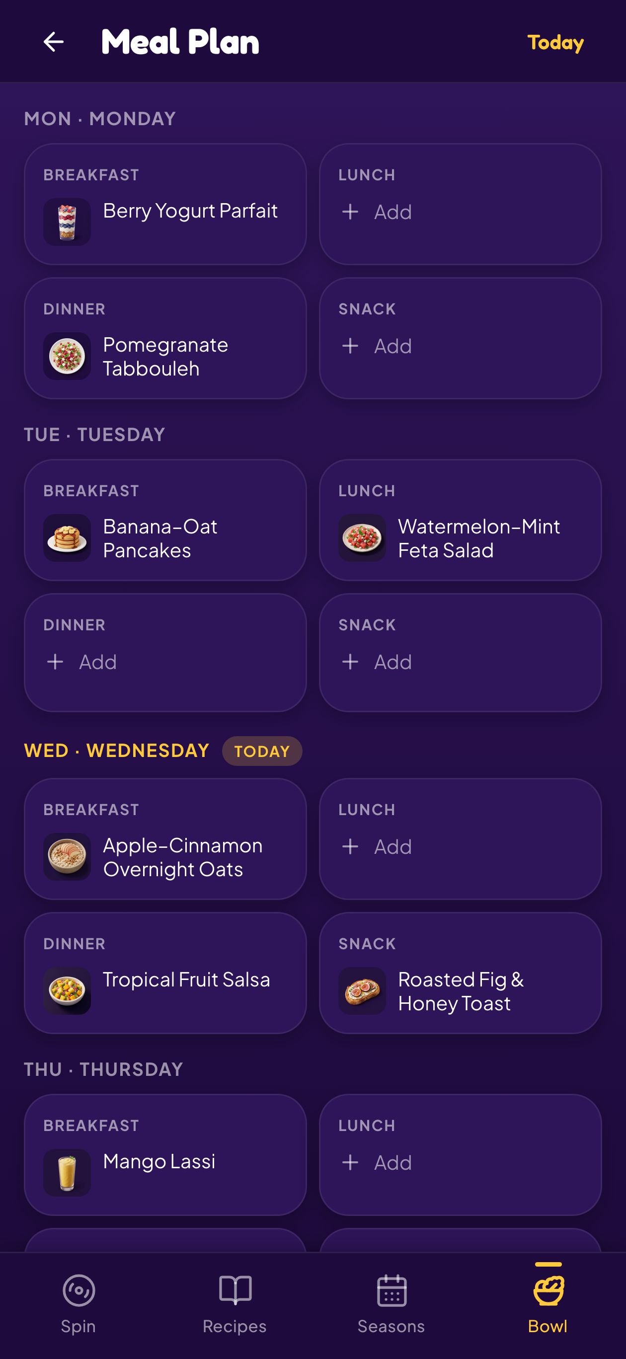 Weekly meal planner